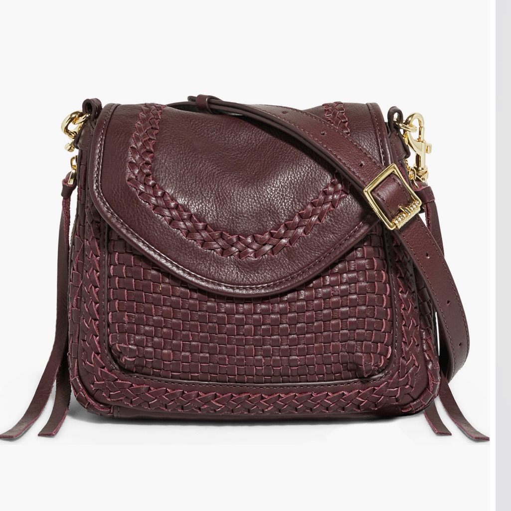 Aimee Kestenberg All For Love Mini Woven Leather Crossbody, True Plum, Like New